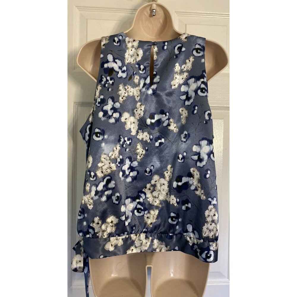 APT 9 Women's PXL sleeveless side tie tank Floral print blue and white polyester - Picture 6 of 11